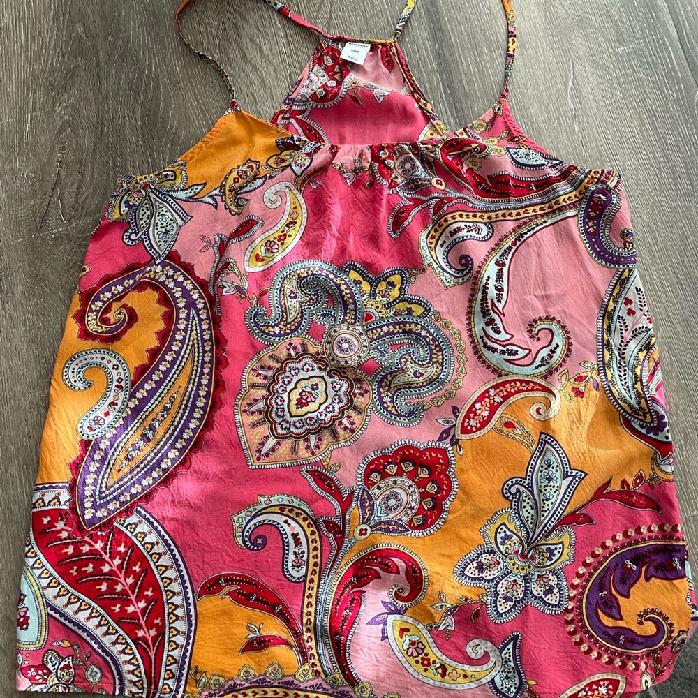 Paisley Print Pink and Orange Women's Top